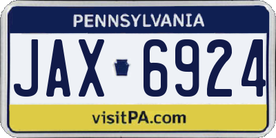 PA license plate JAX6924