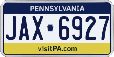 PA license plate JAX6927