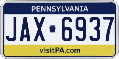 PA license plate JAX6937