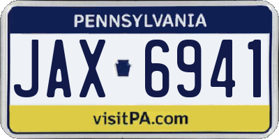 PA license plate JAX6941