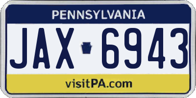 PA license plate JAX6943