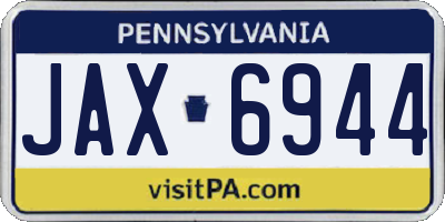 PA license plate JAX6944