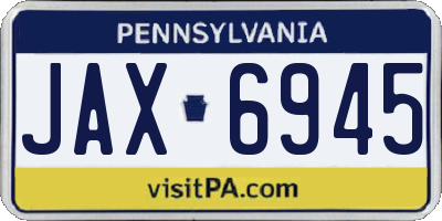 PA license plate JAX6945