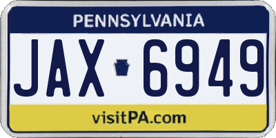 PA license plate JAX6949