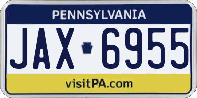 PA license plate JAX6955