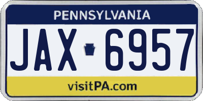PA license plate JAX6957