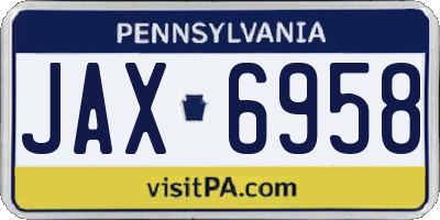 PA license plate JAX6958