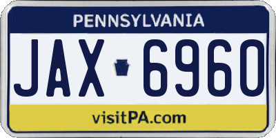 PA license plate JAX6960