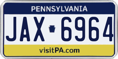 PA license plate JAX6964
