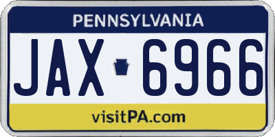PA license plate JAX6966