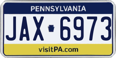 PA license plate JAX6973
