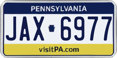 PA license plate JAX6977