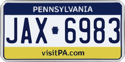 PA license plate JAX6983