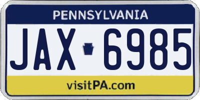 PA license plate JAX6985