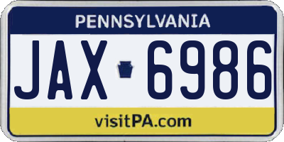 PA license plate JAX6986