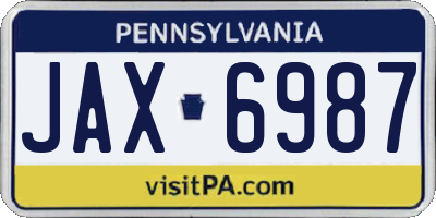 PA license plate JAX6987