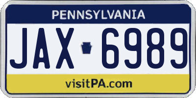 PA license plate JAX6989