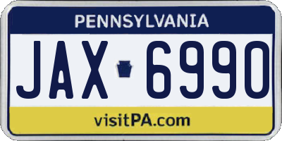 PA license plate JAX6990