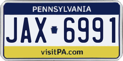 PA license plate JAX6991