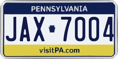PA license plate JAX7004