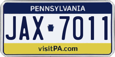 PA license plate JAX7011