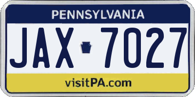 PA license plate JAX7027