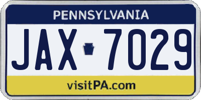 PA license plate JAX7029