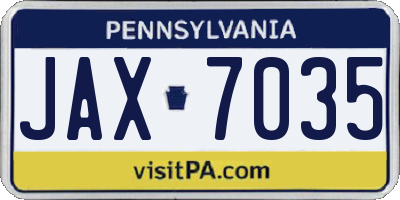 PA license plate JAX7035