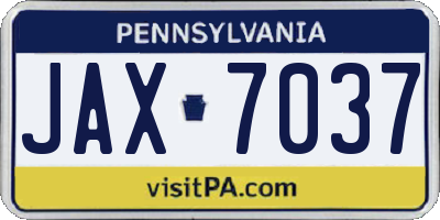 PA license plate JAX7037