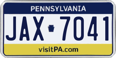 PA license plate JAX7041