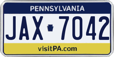 PA license plate JAX7042