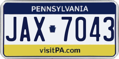 PA license plate JAX7043