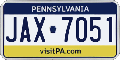 PA license plate JAX7051