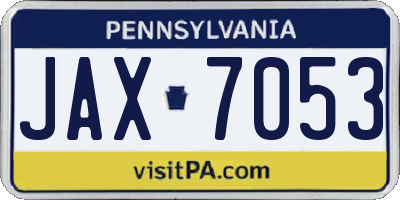 PA license plate JAX7053