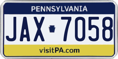 PA license plate JAX7058