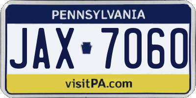 PA license plate JAX7060