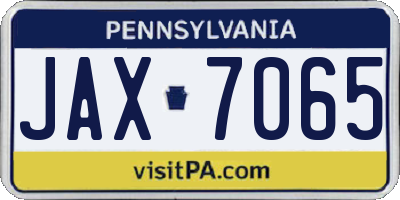 PA license plate JAX7065