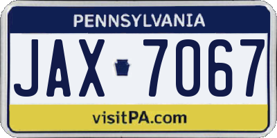 PA license plate JAX7067