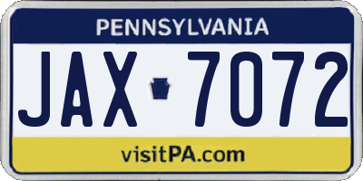 PA license plate JAX7072