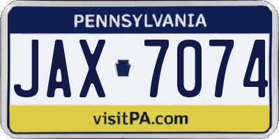 PA license plate JAX7074