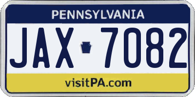 PA license plate JAX7082