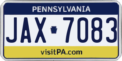 PA license plate JAX7083
