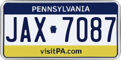 PA license plate JAX7087