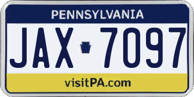 PA license plate JAX7097