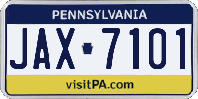 PA license plate JAX7101