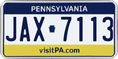 PA license plate JAX7113