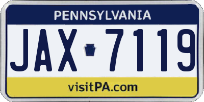 PA license plate JAX7119