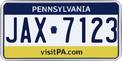 PA license plate JAX7123