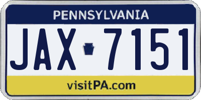 PA license plate JAX7151