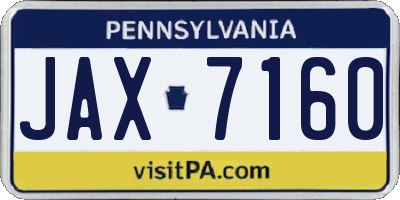 PA license plate JAX7160